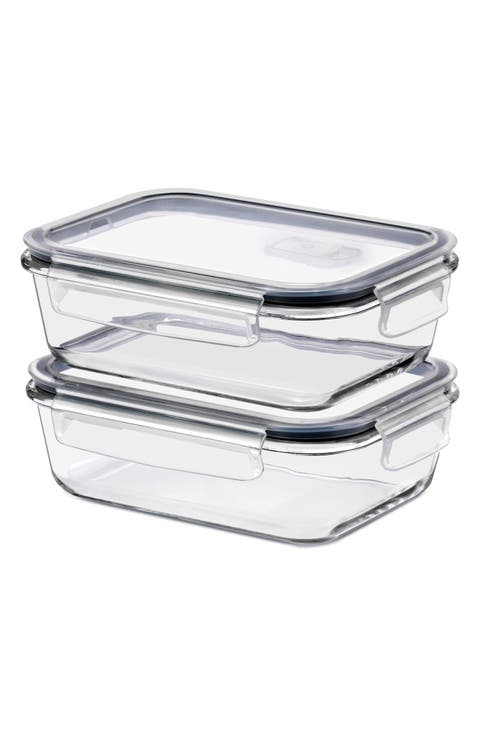 Set of 2 Glass Food Storage Containers