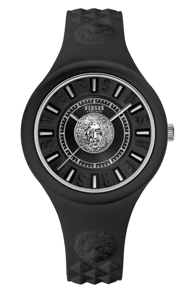 Women's Versus Fire Island Lion Silicone Strap Watch, 39mm, Main, color, BLACK