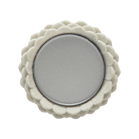 Flocked Resin Pinecone Pillar Holder with Glitter, White