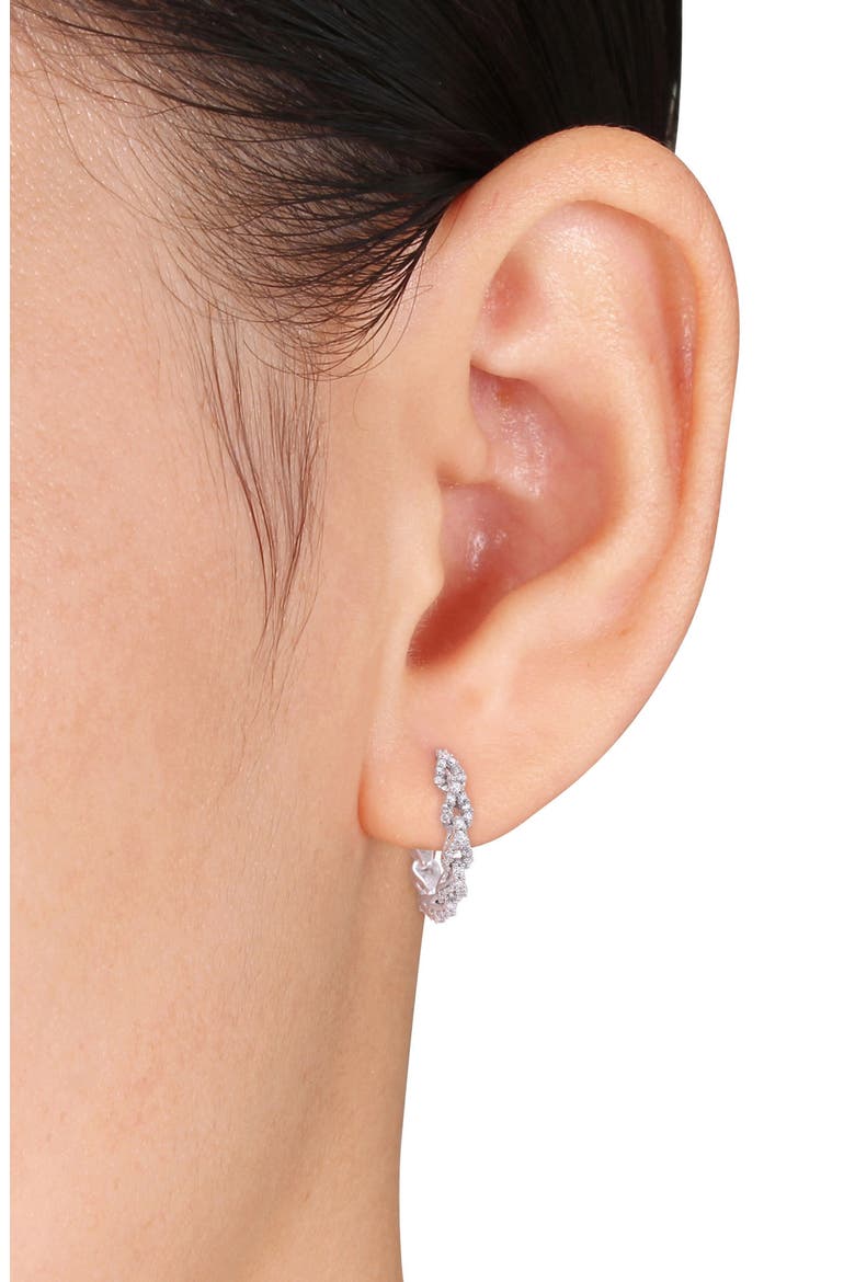Diamond Hoop Earrings - 0.32ct., Alternate, color, SILVER