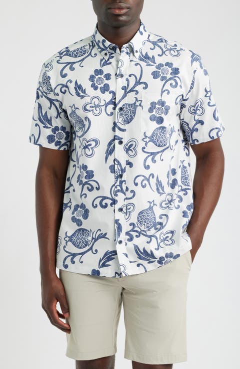 Ginger Pareau Short Sleeve Cotton Button-Down Shirt
