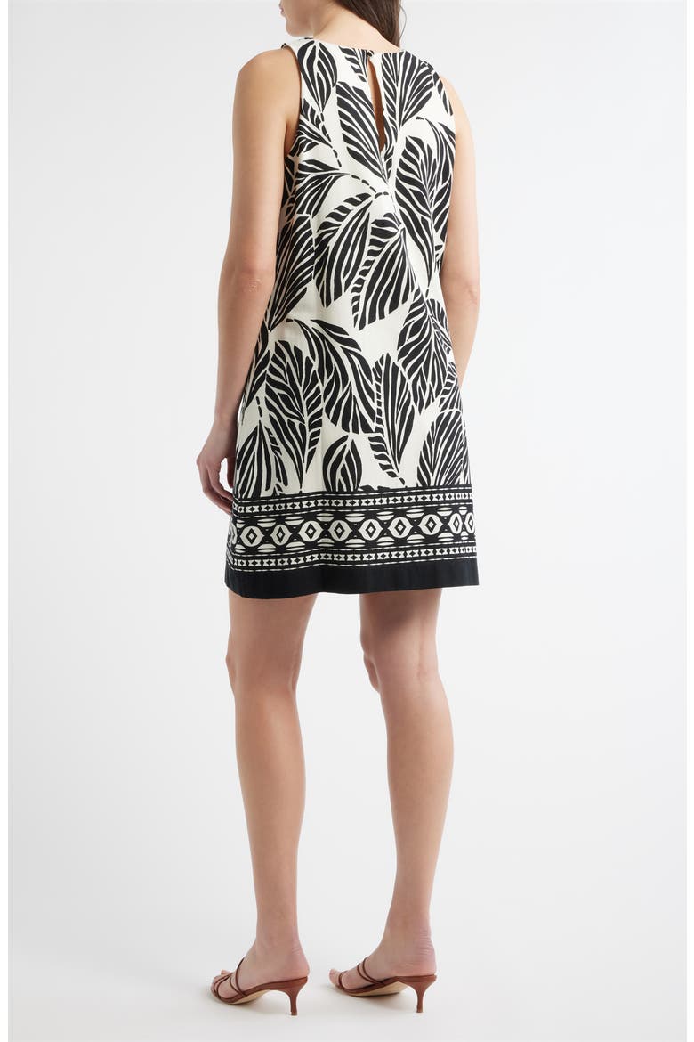 Print A-Line Linen Blend Minidress, Alternate, color, IVORY MULTI