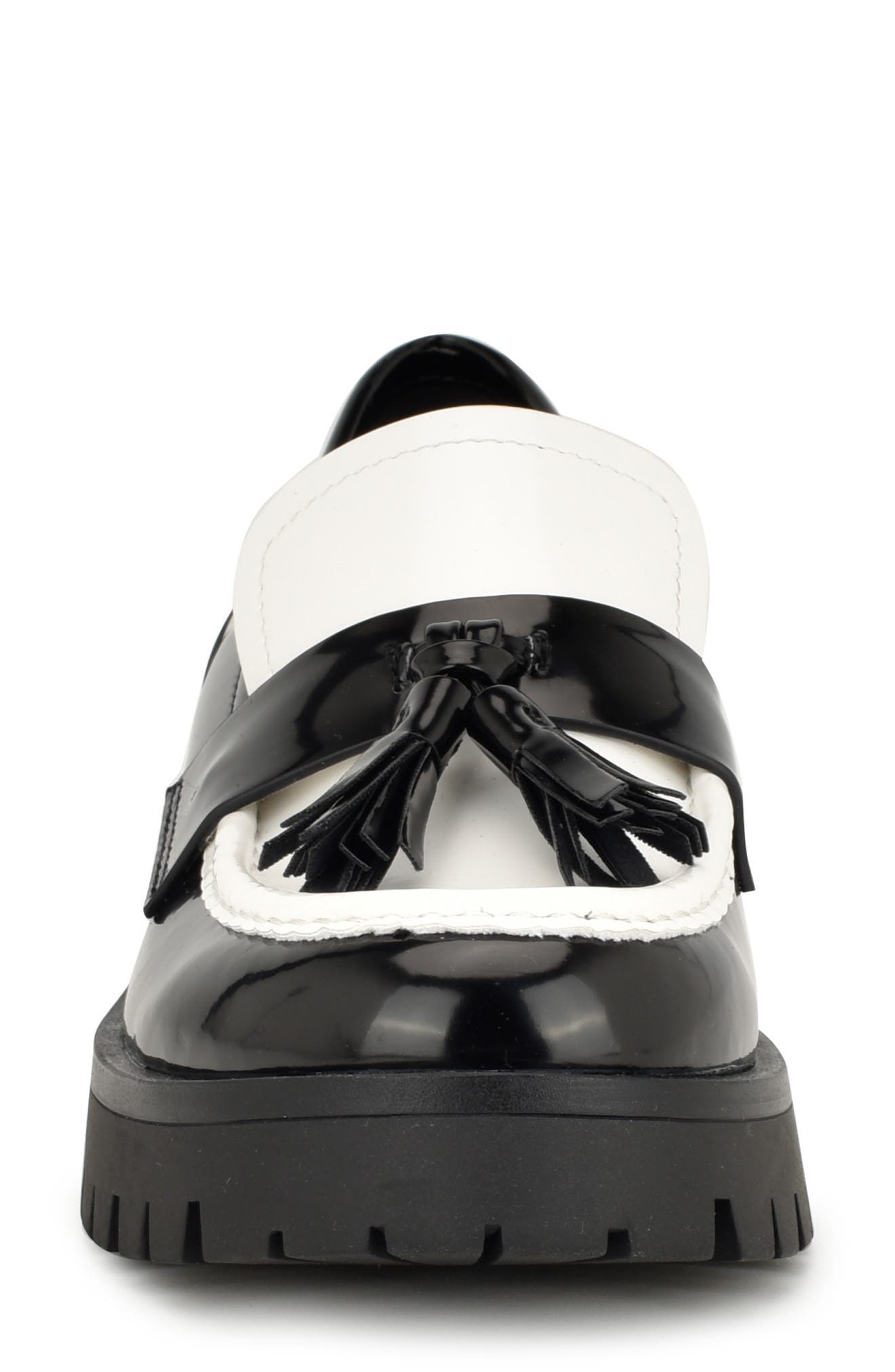 Nine West Garry Platform Tassel Loafer, Alternate, color, Black/ White