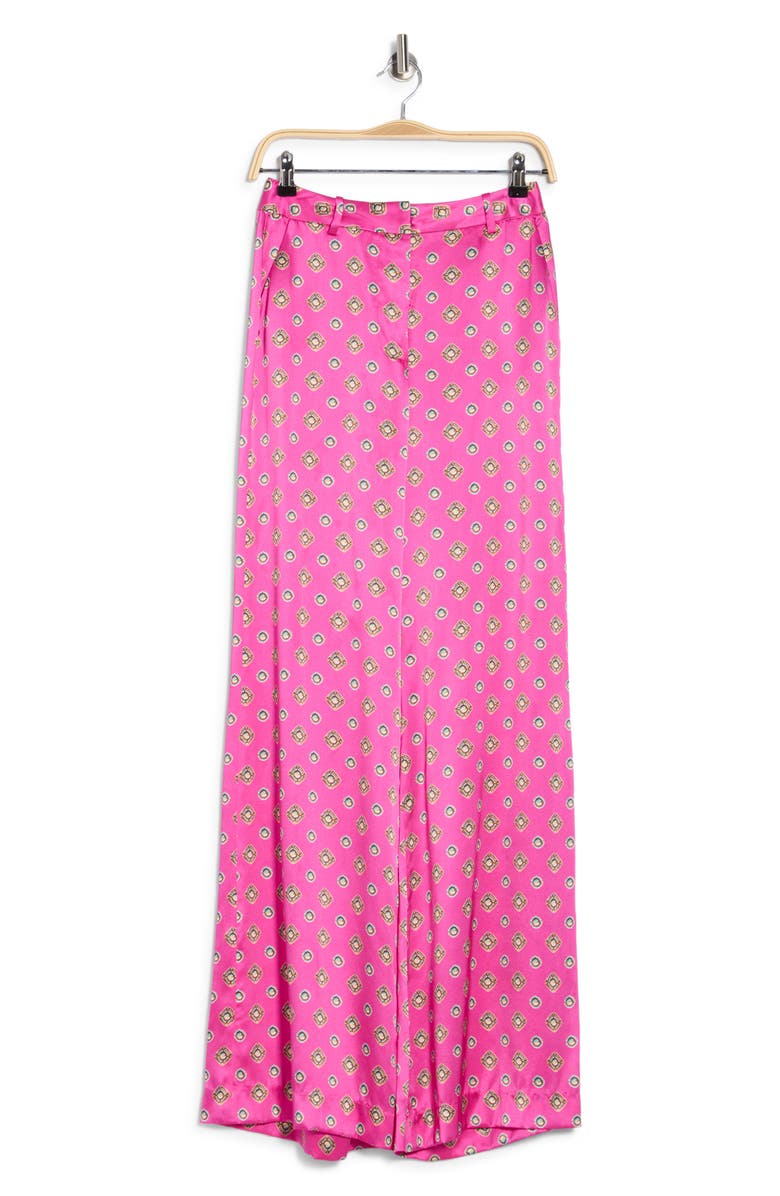 L'AGENCE Pilar Wide Leg Silk Pants, Alternate, color, Fuchsia/Turquoise Southwestern