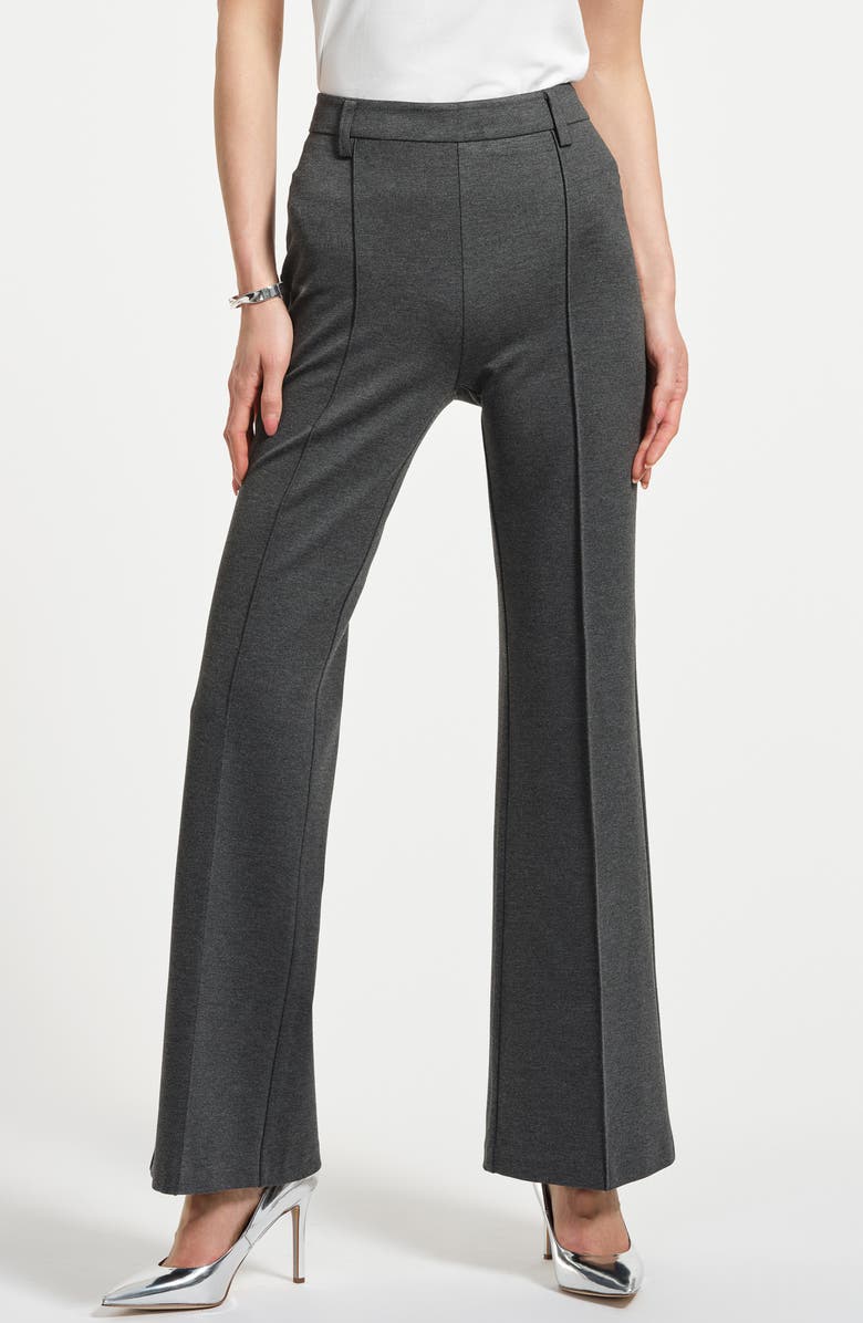 Isaac Mizrahi New York Flare Ponte Pants, Main, color, Charcoal Grey