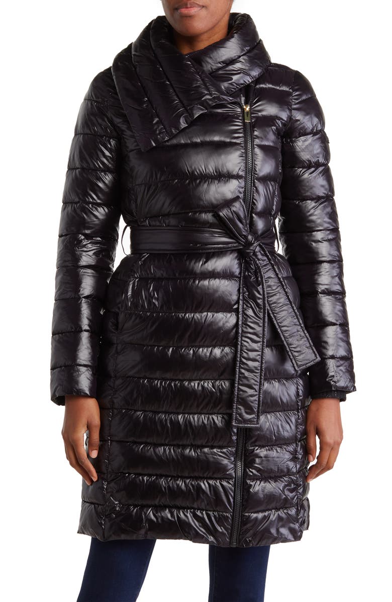 Via Spiga Asymmetrical Zip Front Faux Down Puffer, Main, color, 
