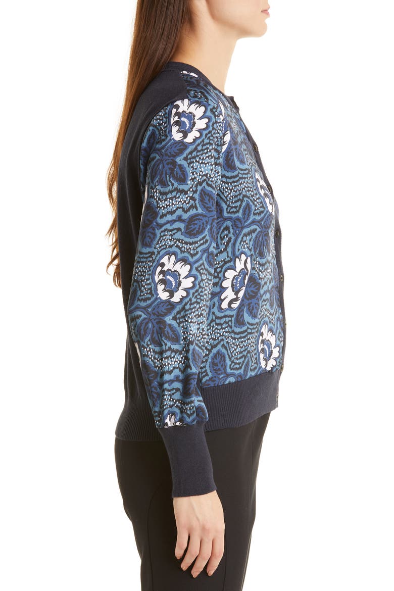 Ryviad Floral Cardigan, Alternate, color, NAVY