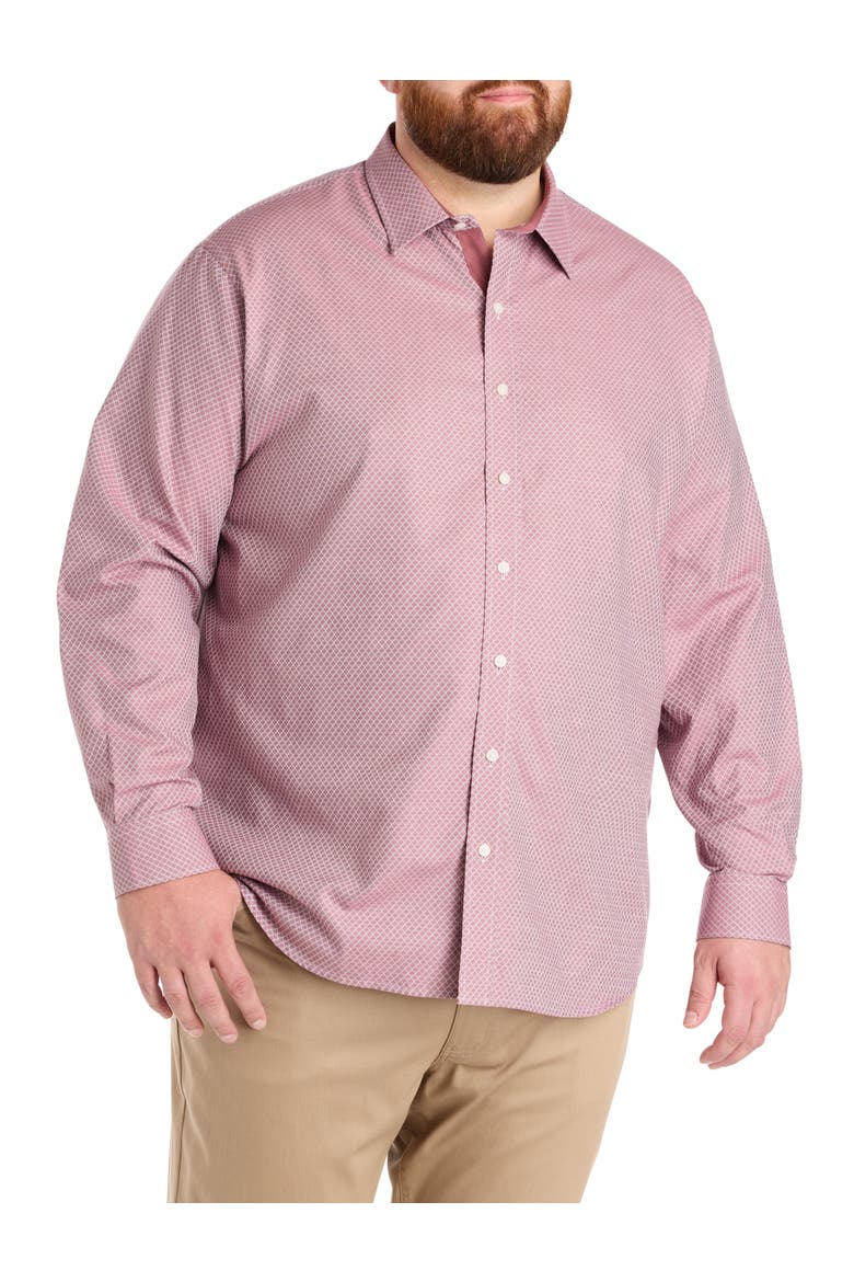 Big & Tall Diamond Print Sport Shirt V2, Alternate, color, ROSE BROWN