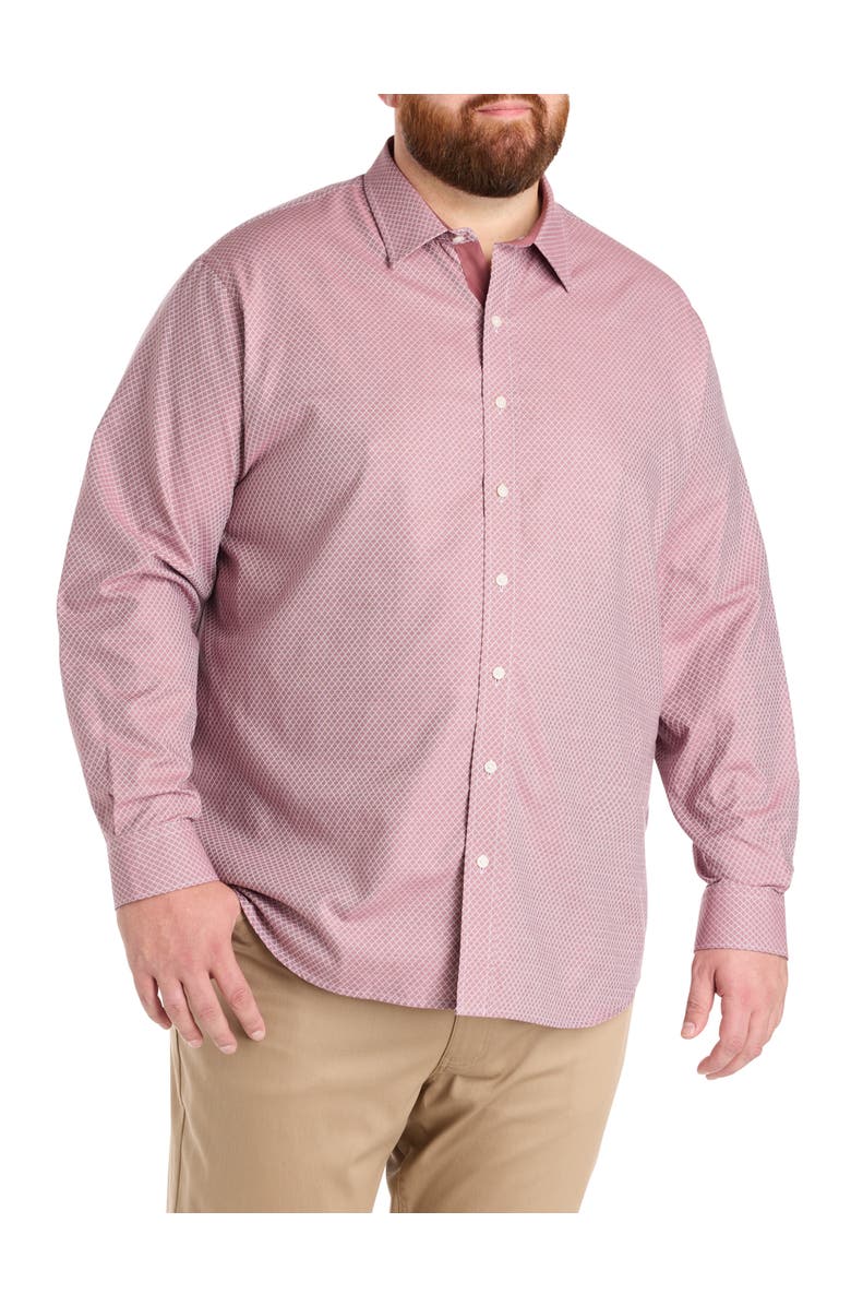 Synrgy by DXL Big & Tall Diamond Print Sport Shirt V2, Alternate, color, Rose Brown
