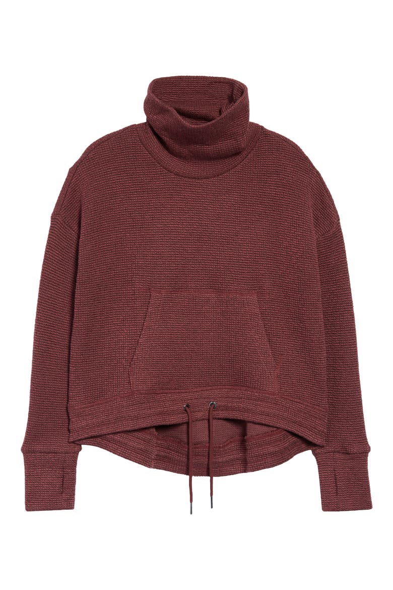 Bouclé Funnel Neck Sweatshirt, Alternate, color, UMBRA RED