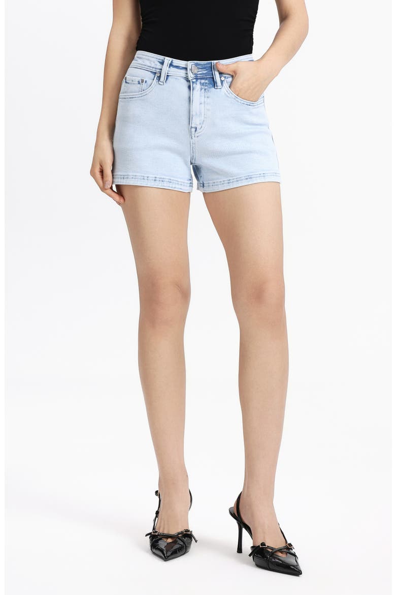 Mid Rise Denim Shorts, Main, color, LIGHT BLUE