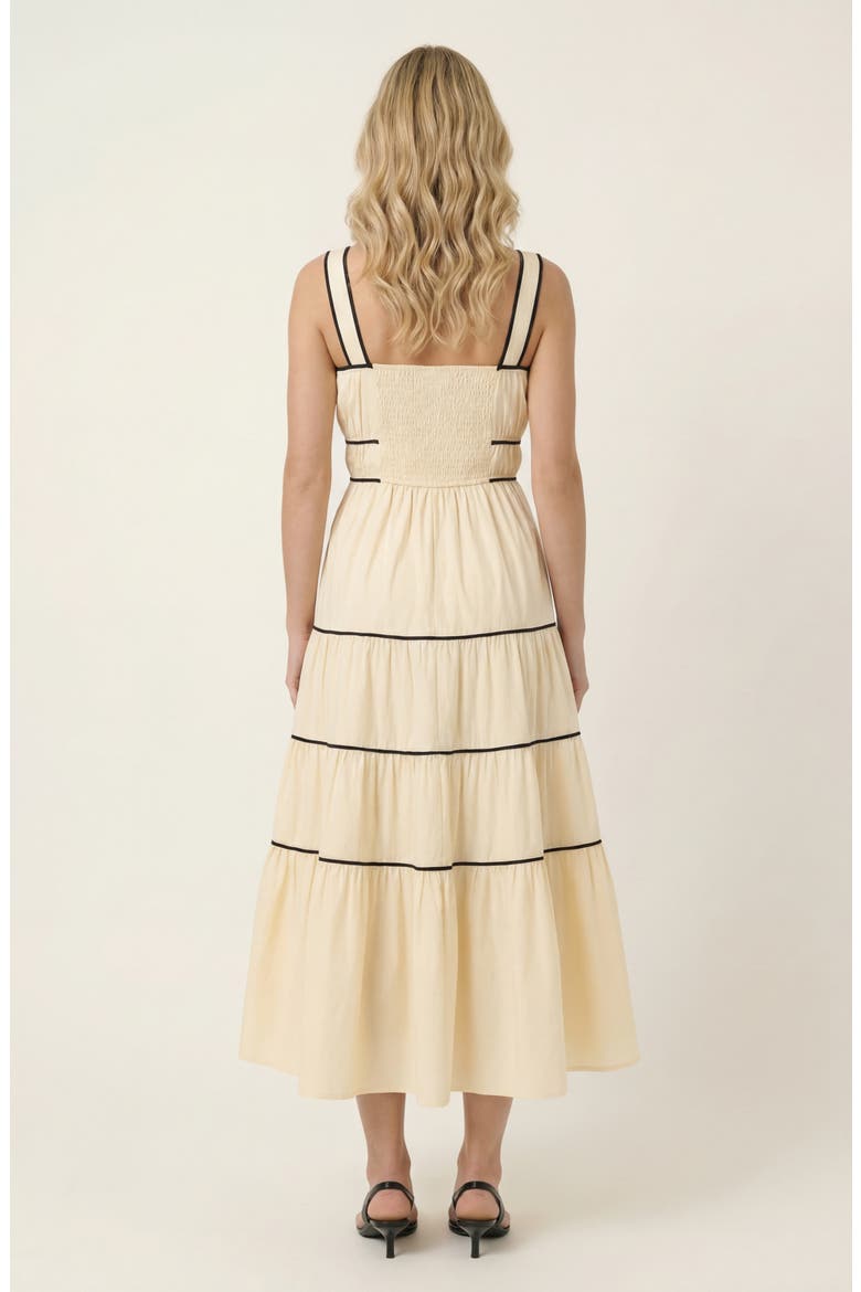 Strappy Tiered Contrast Trim Maxi Dress, Alternate, color, Pale Yellow