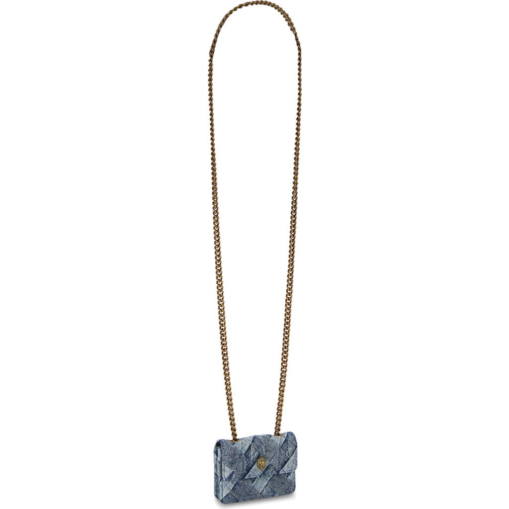 Kurt Geiger London Micro Kensington Faux Leather Crossbody Bag In Navy