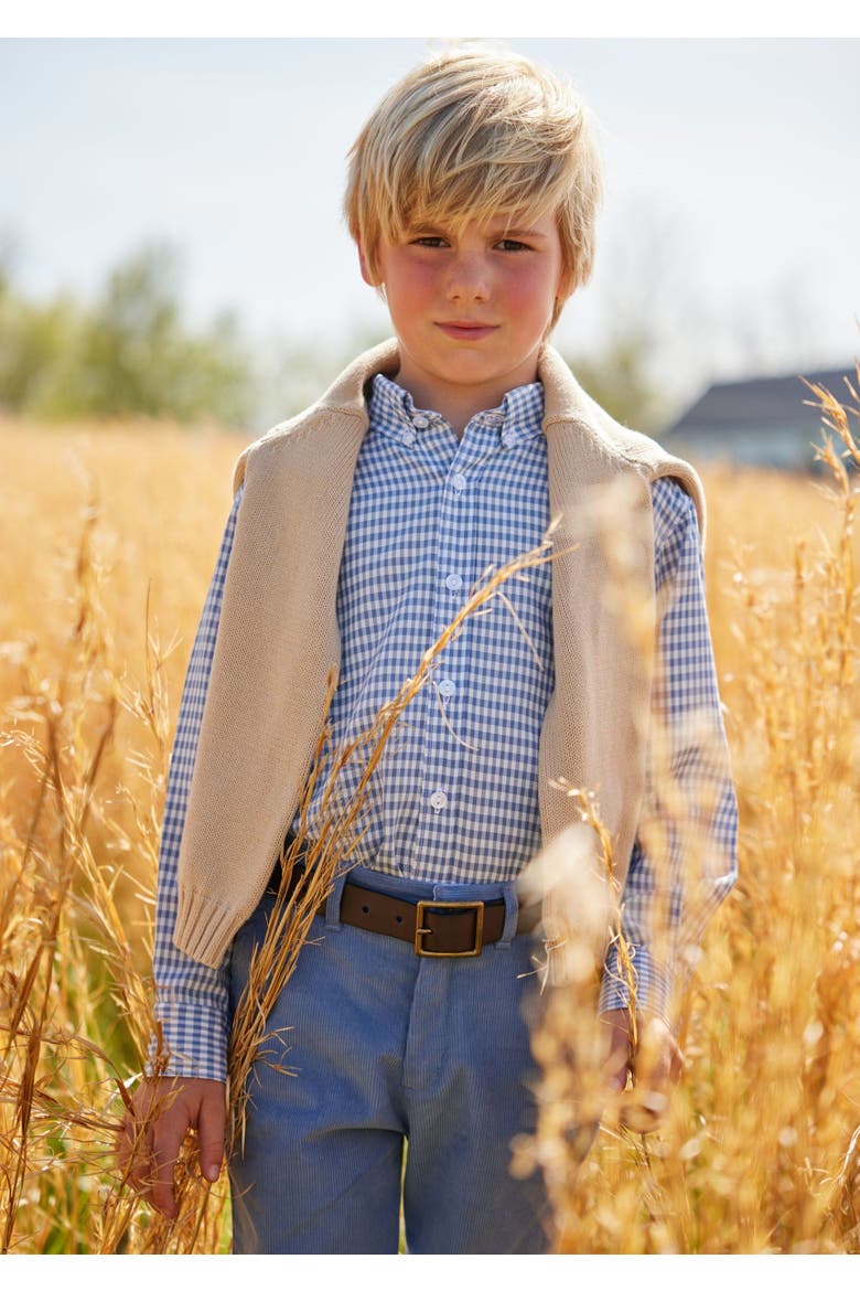 Kids' Button Down Shirt, Alternate, color, Gray Blue Gingham