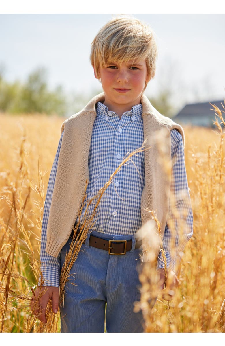 Little English Kids' Button Down Shirt, Alternate, color, Gray Blue Gingham