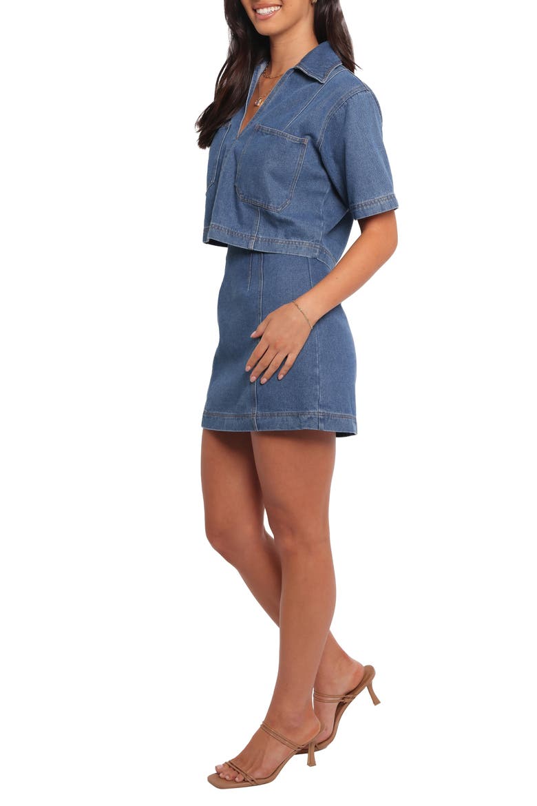 Cera Denim Crop Top & Miniskirt Set, Alternate, color, MEDIUM DENIM