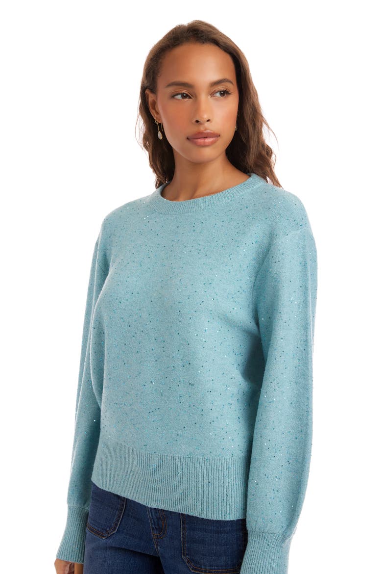 Sequin Crewneck Sweater, Alternate, color, AQUA