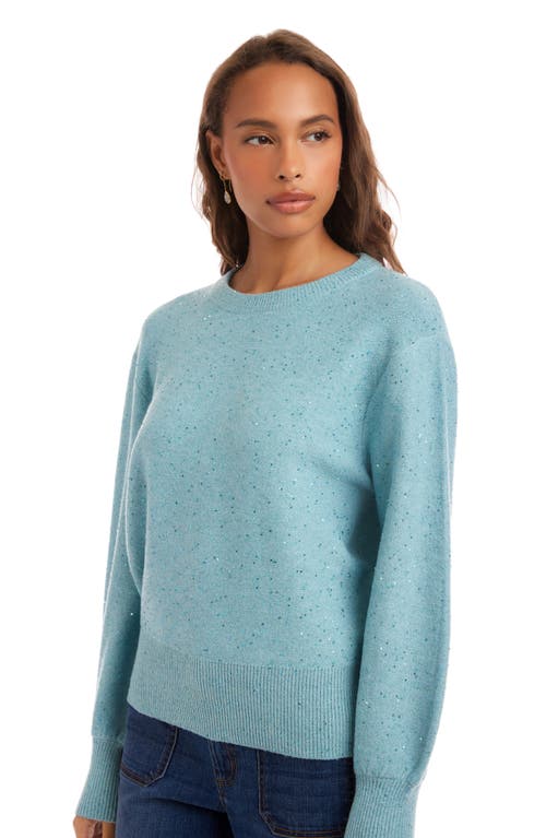 Karen Kane Sequin Crewneck Sweater In Blue