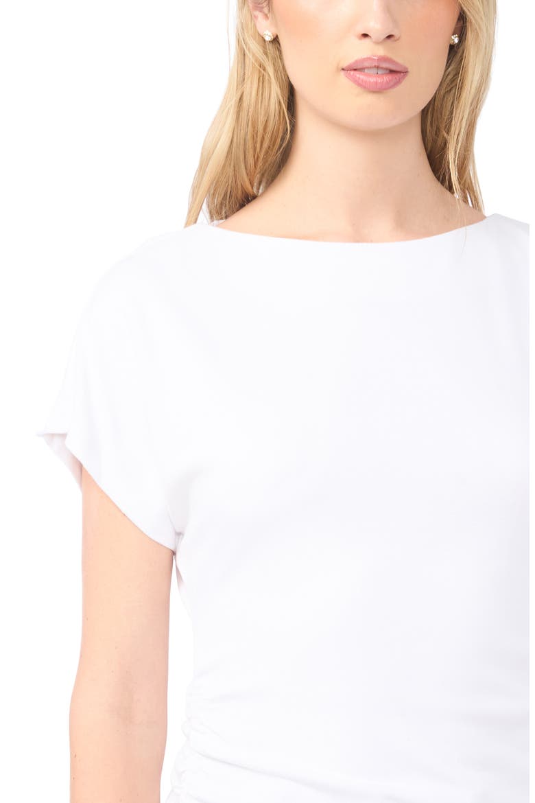 Shirred Dolman Short Sleeve Ponte Top, Alternate, color, BRIGHT WHITE