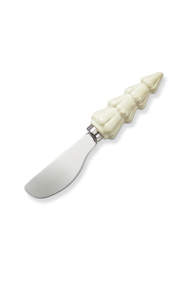 Wilde Pine Tree Spreader Cream Ceramic Cheese Knives Set, Main, color, Beige