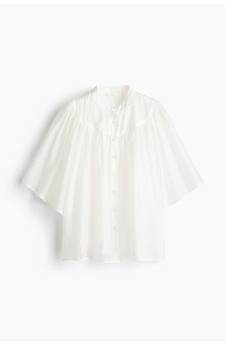 H&M Butterfly-sleeved Blouse, Main, color, White