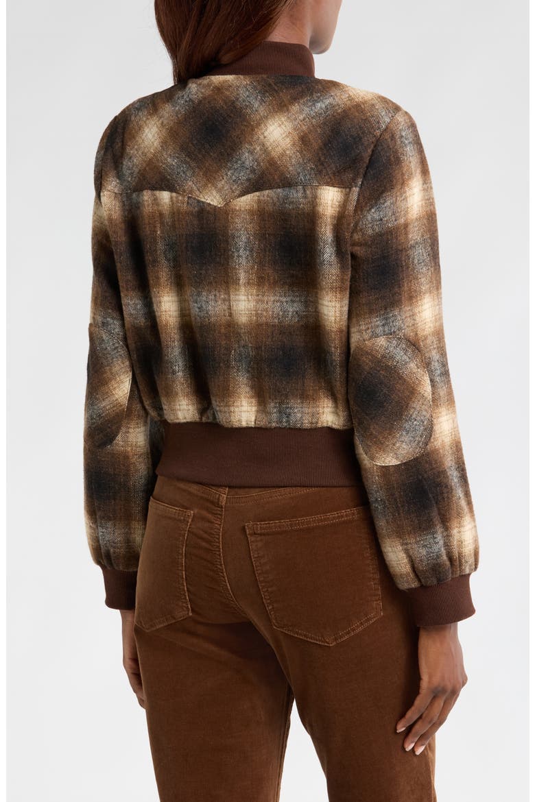 Enley Plaid Bomber Jacket, Alternate, color, BROWN