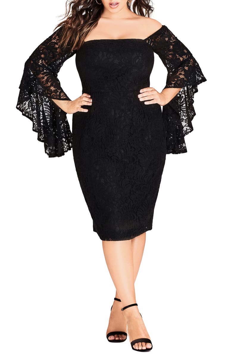 City Chic Mystic Lace Dress, Main, color, 