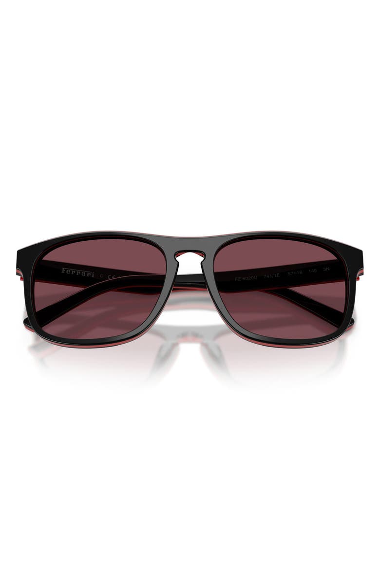 Scuderia Ferrari 57mm Square Sunglasses, Alternate, color, Red/Shiny Black / Ferrari