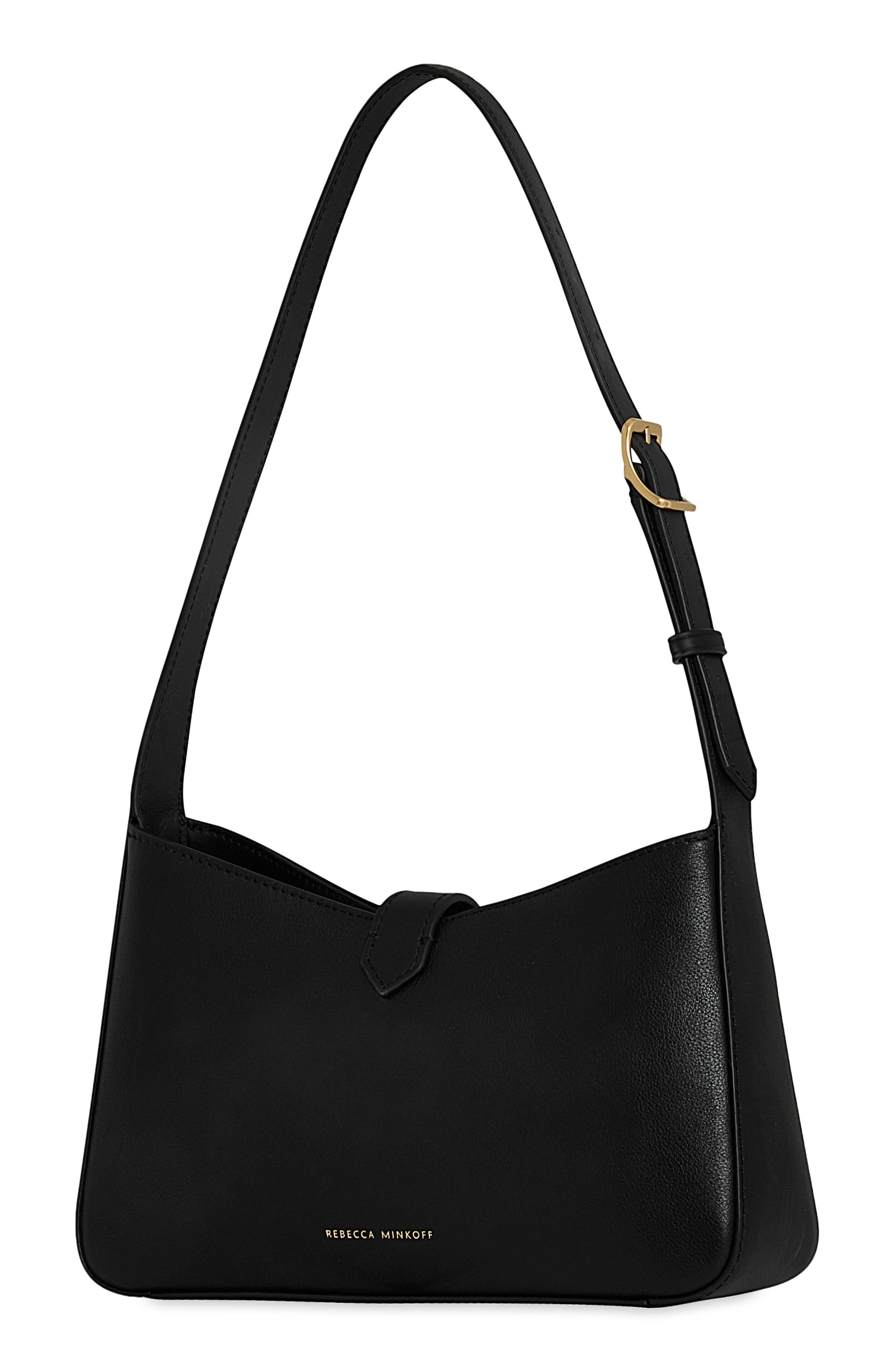 Small Megan Star Leather Shoulder Bag, Alternate, color, BLACK