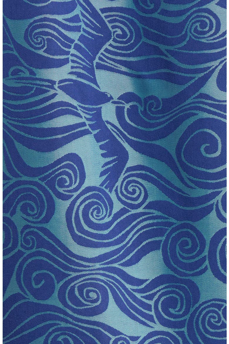 Makani Nui Jacquard Short Sleeve Button-Up Shirt, Alternate, color, NAVY