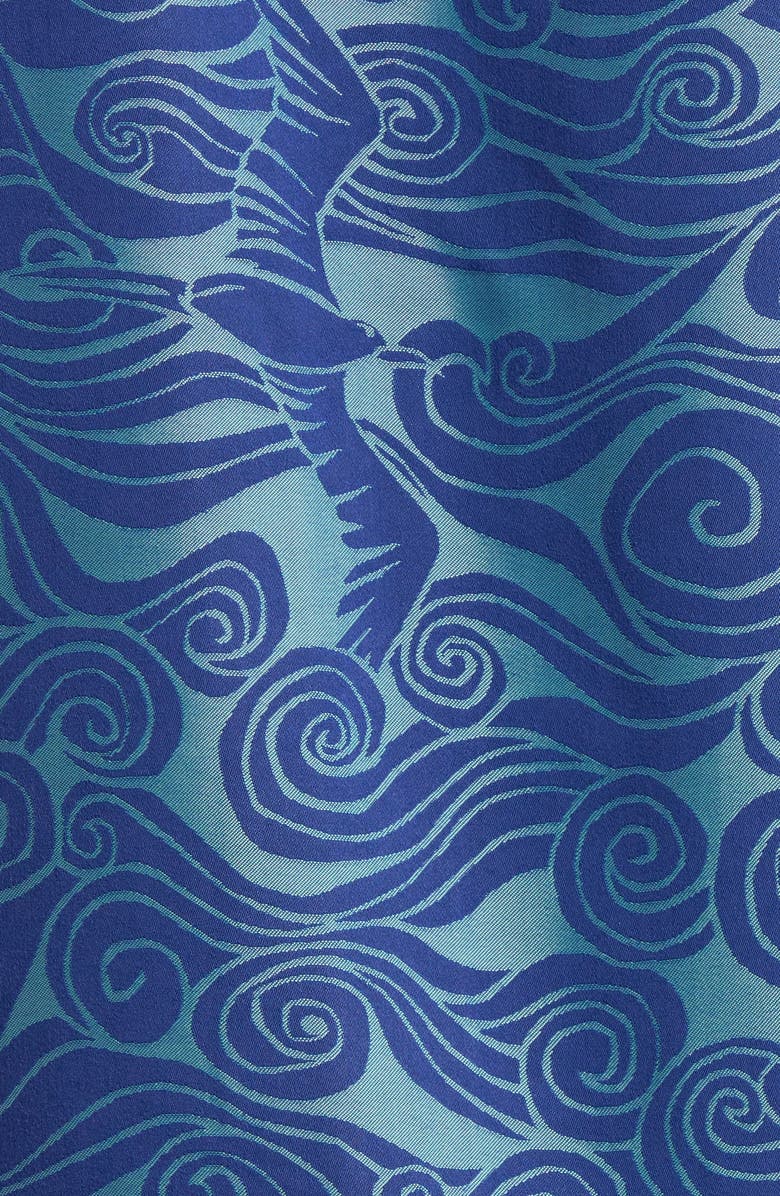 Kahala Makani Nui Jacquard Short Sleeve Button-Up Shirt, Alternate, color, Navy
