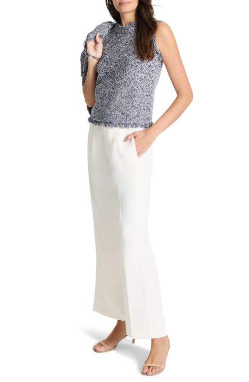 Nic + Zoe Nic+zoe Mixed Knit Fringe Trim Tank In Indigo Mix