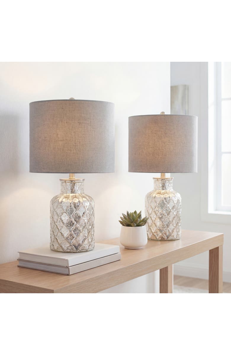 JONATHAN Y Alvord LED Glass Table Lamp, Main, color, Mercury Silver