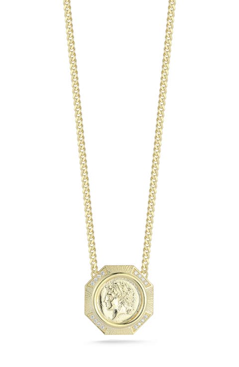 Cubic Zirconia Medallion Pendant Necklace