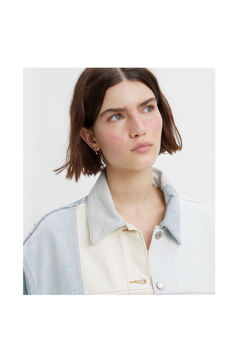Patchwork '90s Denim Trucker Jacket, Alternate, color, SERIOUS SIZZLE TRUCKER
