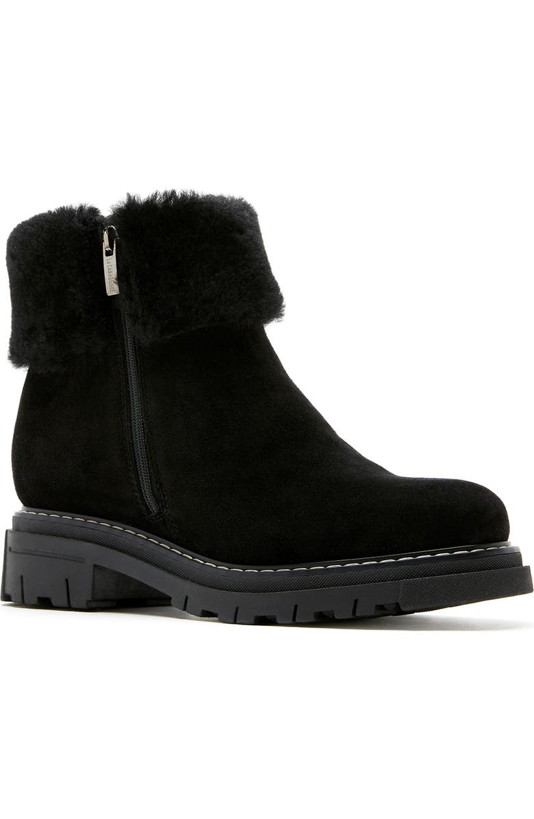 La Canadienne Dixie City Dry<sup>™</sup> Genuine Shearling Trim Boot, Main, color, Black Suede