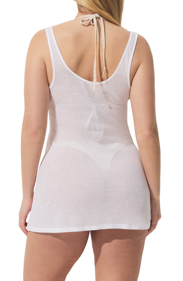 SKIMS Sheer Cotton Blend Mini Slip Dress, Alternate, color, Snow