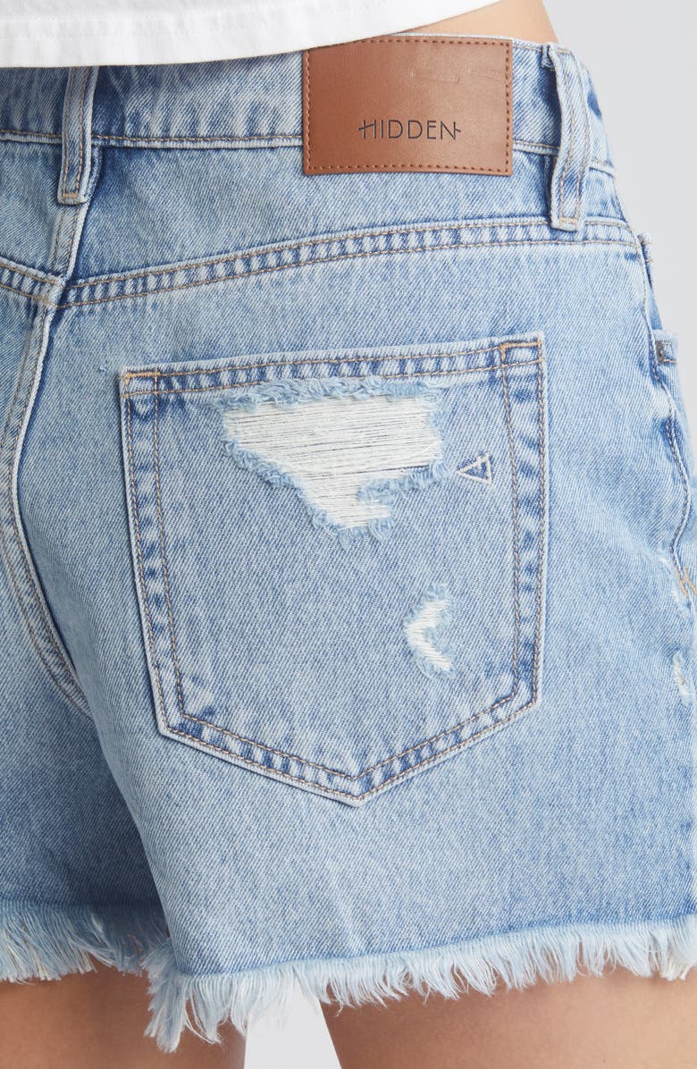 HIDDEN JEANS Fray Hem Cutoff Denim Mom Shorts, Alternate, color,