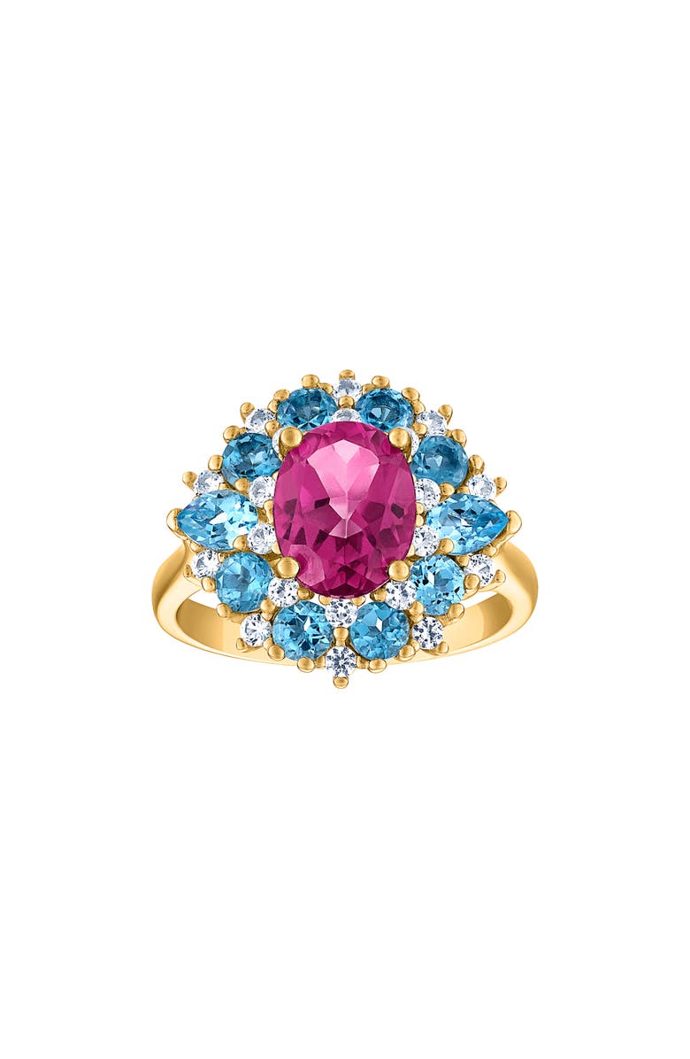 FZN Halo Cubic Zirconia Ring, Main, color, Yellow Gold