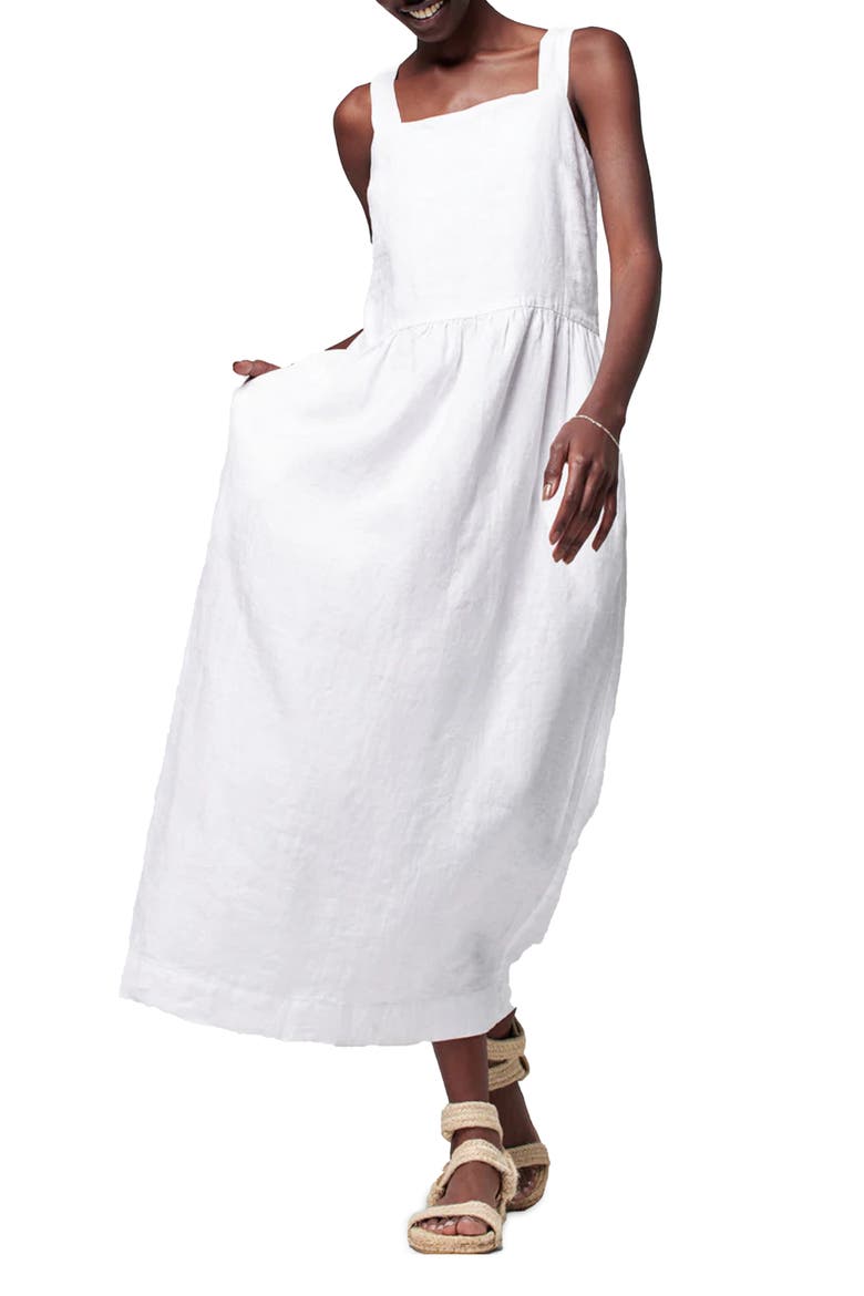 Allegra Tie Back Linen Maxi Dress, Main, color, OYSTER