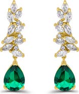 Christian Siriano Pear Cubic Zirconia Cluster Drop Earrings