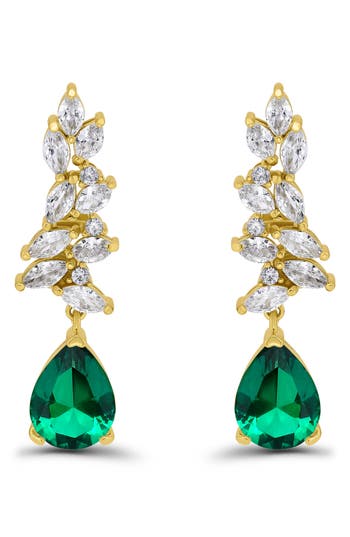 Christian Siriano Pear Cubic Zirconia Cluster Drop Earrings In Multi