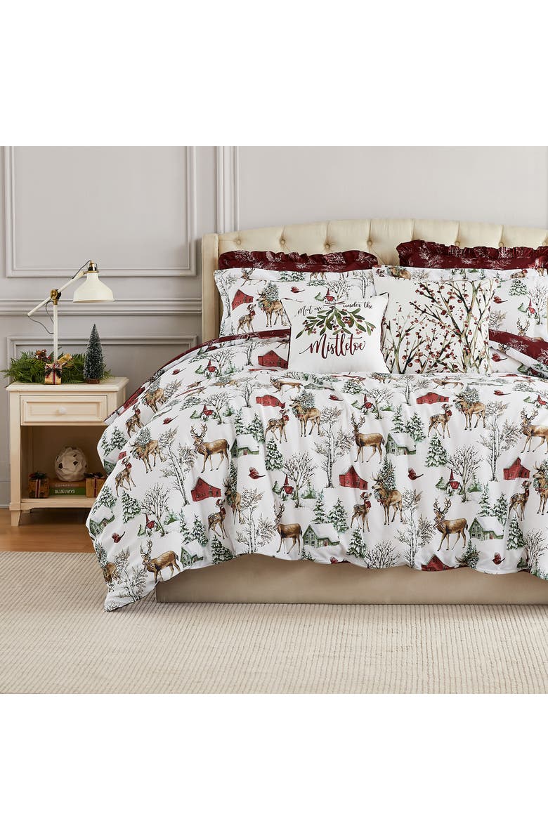 SOUTHSHORE FINE LINENS White Christmas Oversize Holiday Comforter Set, Alternate, color, White Christmas
