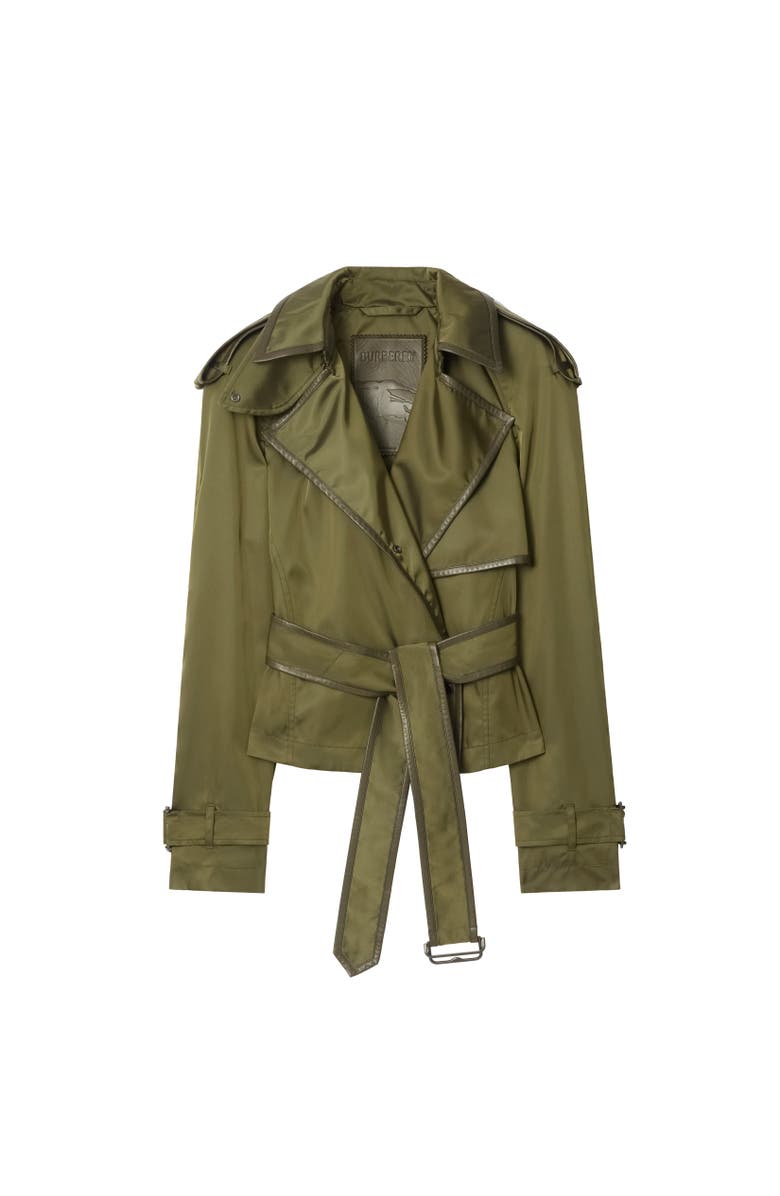 Burberry Short Nylon Blend Trench Coat, Alternate, color, Tent Green