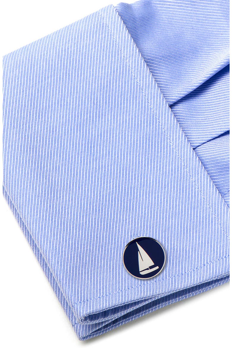 Sailboat Cuff Links, Alternate, color, BLUE