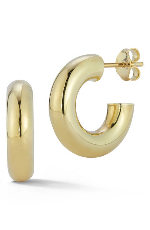 14K Gold Tube Hoop Earrings