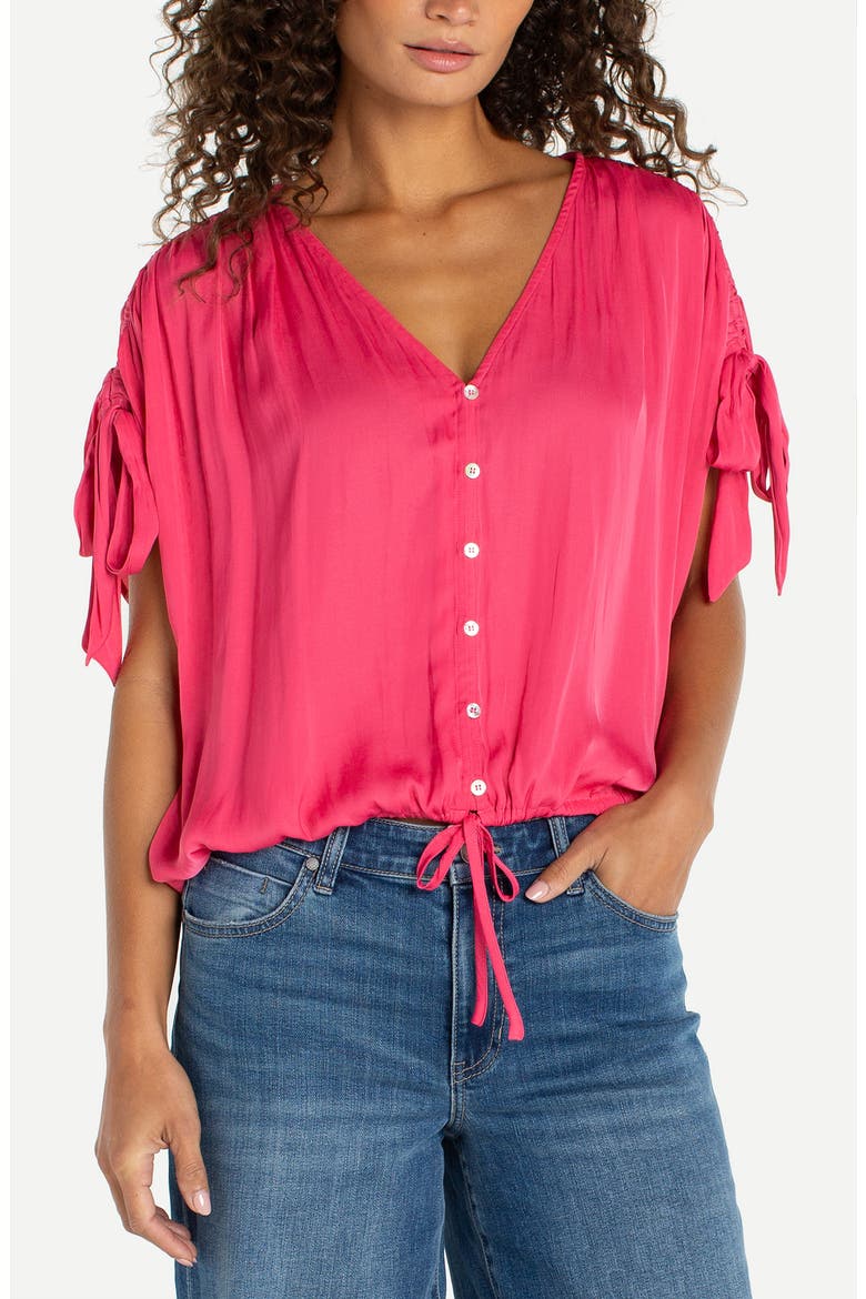 Tie Sleeve Top, Main, color, PERFECT PINK