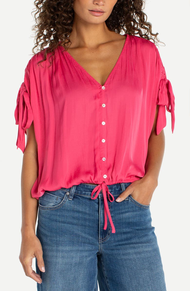 Liverpool Los Angeles Tie Sleeve Top, Main, color, Perfect Pink