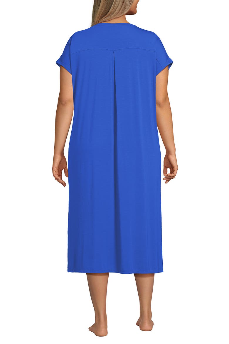 Plus Size Cooling Cap Sleeve Midi Nightgown, Alternate, color, Vibrant Lapis
