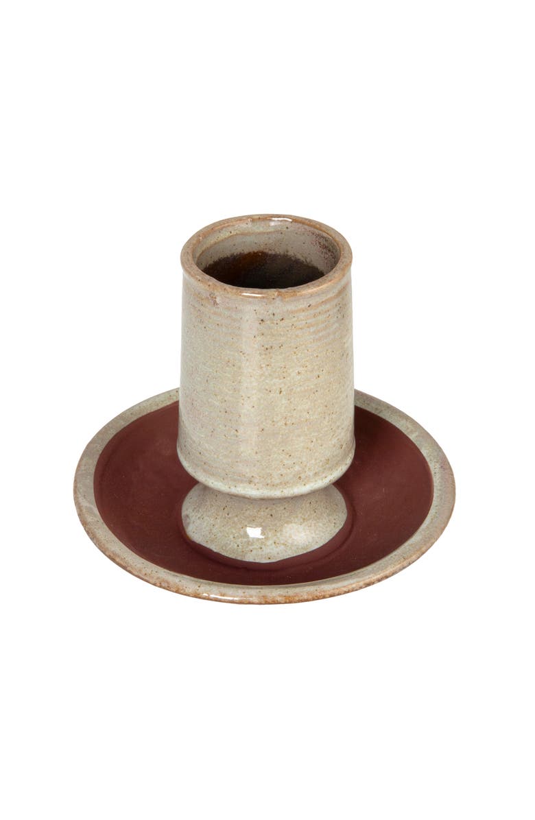 Storied Home Stoneware Match Holder with Striker Plate and Reactive Glaze, Grey, Main, color, Grey